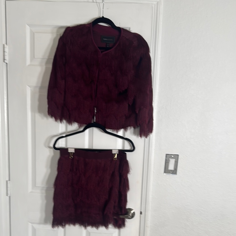 BCBG Red Teddy Jacket Plush Cropped Design